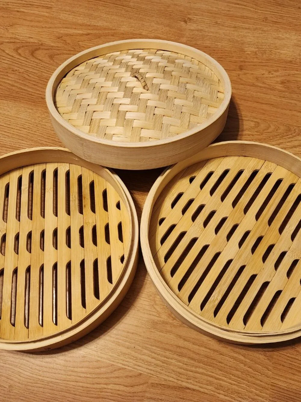 Traditional 10In Bamboo Steamer Basket 2 Tier for Dumplings Buns Vegetables NEW